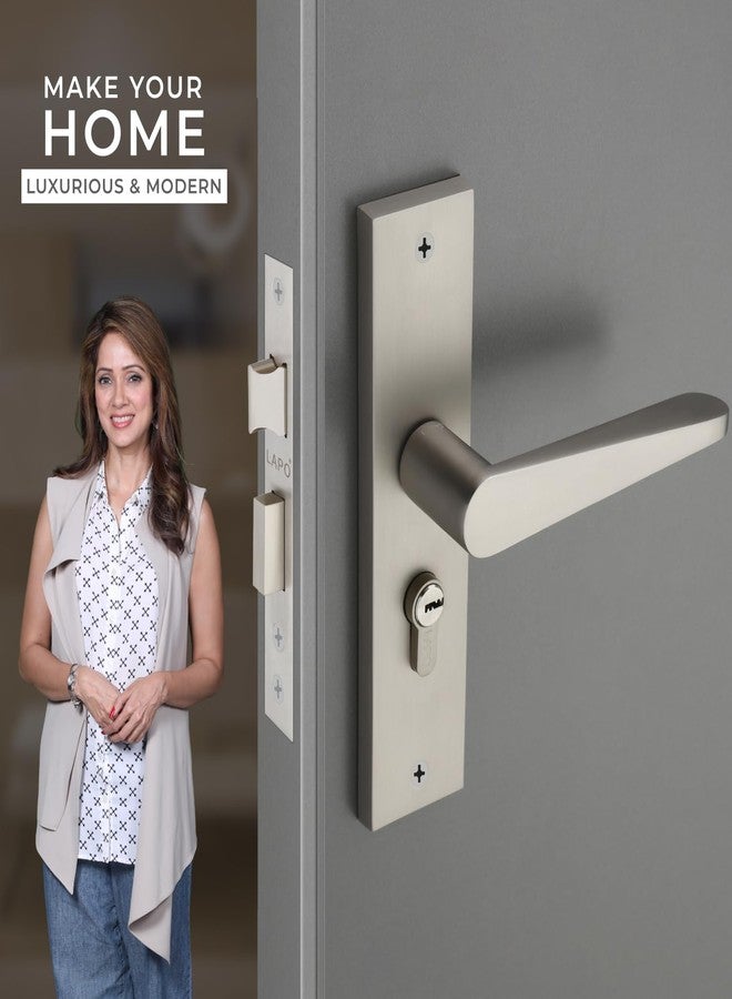 LAPO طقم قفل باب نقر من لابو - قفل باب رئيسي شديد التحمل مع مفاتيح، أسطوانة 60 مم، جسم قفل 45 × 45 مم، قفل بمقبض للمنزل والمكتب وغرفة النوم والفندق (لمسة نهائية ساتان غير لامعة، ضمان 3 سنوات) Cy-162 - Image 2